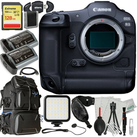 Image of Ultimaxx Advanced Canon R3 Mirrorless Camera Bundle (Body Only) - Includes: 128GB Extreme SDXC 2x Replacement Batteries Deluxe Water-Resistant Camera Backpack & Much More