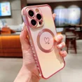 thumbnail image 1 of Laser Colorful Love Heart Magnetic Case for iPhone 16 15 ProMax 12 13 14 Pro Max Plus 11 Gradient Magsafe Soft Bumper Slim Cover Pink For iPhone 13 Pro, 1 of 6