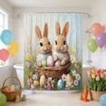 thumbnail image 7 of Yhmxh Easter Shower Curtain, Easter Bunny Rabbit Shower Curtains for Bathroom, Spring Flower Floral Colorful Eggs Shower Curtain Bathroom Decor Sets with 12 Hooks Durable Polyester Fabric 48x72 in, 7 of 7