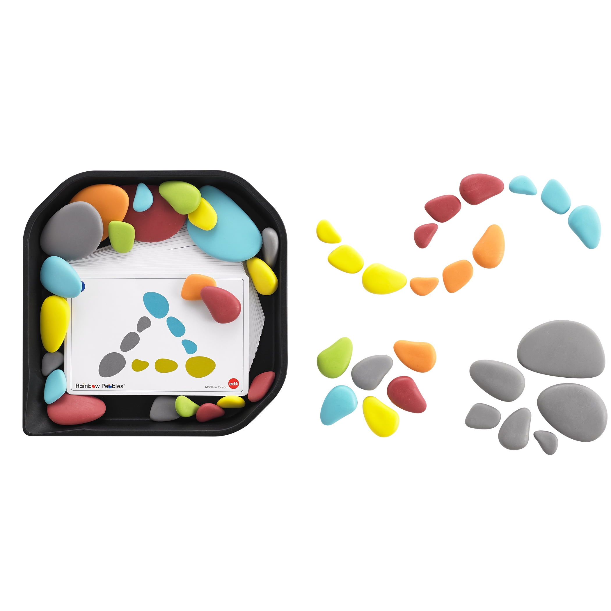 Edx Education Rainbow Pebbles FunPlay Activity Set - 36 Sorting and Stacking Toys + 50 Activities + Messy Tray