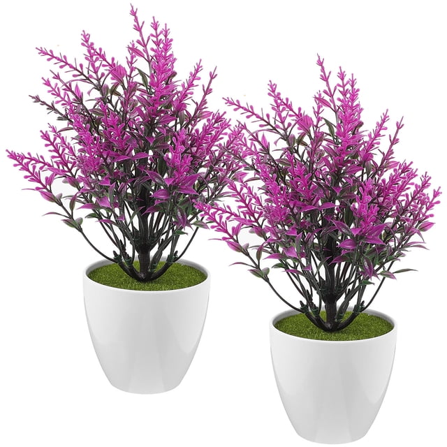BESTYASH 2Ud Bonsai Decorativo Artificial Violeta Sin Mantenimiento Para Hogar Y Oficina