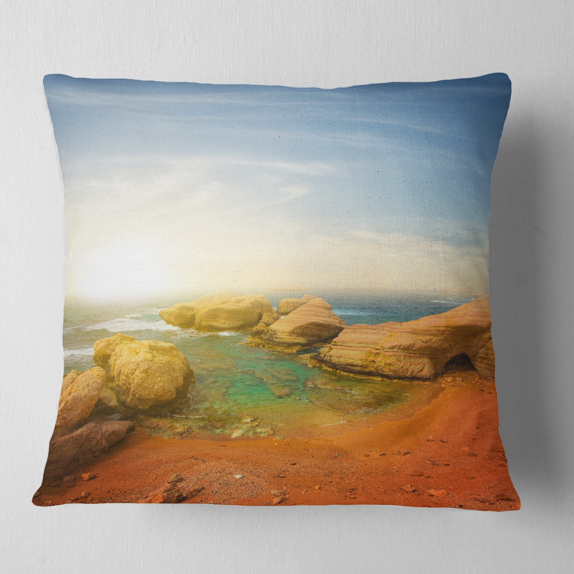 Designart 16" x 16" Blue Polyester Throw Pillow