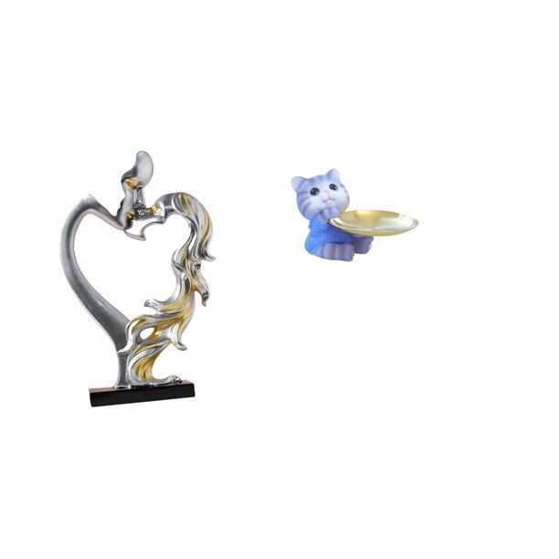 Estatua de pareja,Figura de pareja besándose,regalo de boda moderno,Estatua de pareja besándose en el aniversario de San Valentín,Figura de oso,Bandeja para gatos Bandeja para dulces para