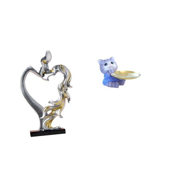 Estatua de pareja,Figura de pareja besándose,regalo de boda moderno,Estatua de pareja besándose en el aniversario de San Valentín,Figura de oso,Bandeja para gatos Bandeja para dulces para