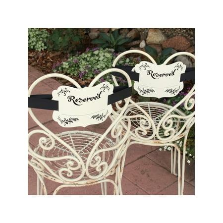 Set of 2 Ivory Shimmer Fill in the Blank Reserved Chair Decorations (6x8mm)