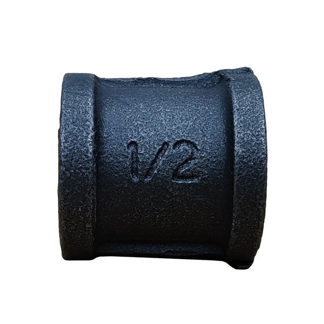 FixtureDisplays® 1/2" Black Pipe Coupler Straight Connector Cast Iron Connector Industrial Steel Grey Fits Standard Half Inch Black Threaded Pipes Nipples and Fittings,15109-1PK