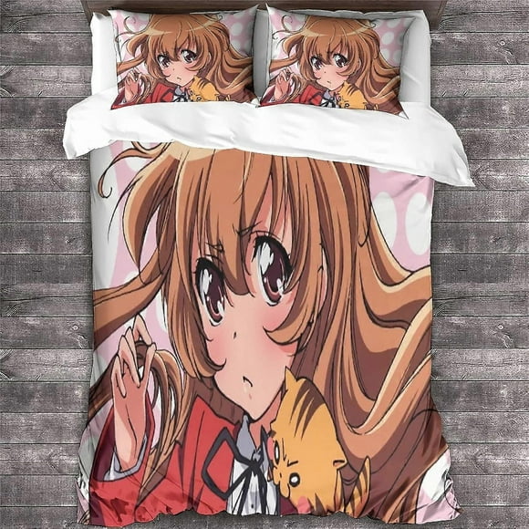 Toradora D Duvet Cover Tora-Dora Bedding Set with Zipper Pieces Sets with Microfiber Pillowcases Duvet Cover for Adults and Children 135*200 CM(Double200x200cm)