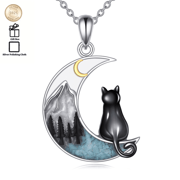 Cat Necklace 925 Sterling Silver Cat Necklace Animal Jewelry Gift for Women Cat Lovers