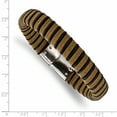 thumbnail image 4 of Primal Steel Stainless Steel Brushed Light Brown Suede Black Leather 8.5in Bracelet, 4 of 6