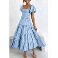 thumbnail image 2 of Vestido PRETTYGARDEN para mujer con mangas abullonadas midi azul claro talla XL, 2 of 8