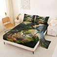 thumbnail image 2 of Homewish Retro Dinosaur Queen Sheets,Rustic Wild Animal Queen Sheet Sets,Green,4-Piece,1 Flat Sheet, 1 Fitted Sheet and 2 Pillowcases, 2 of 6