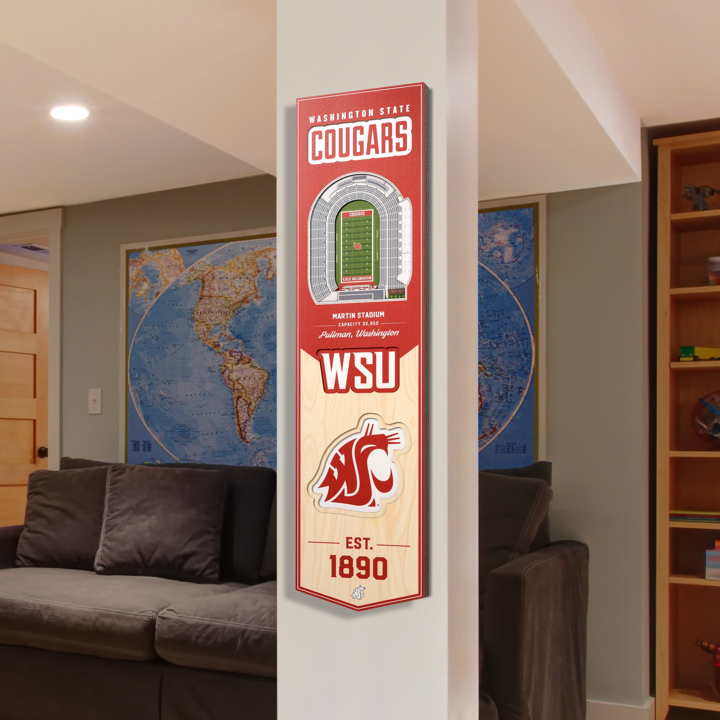 Washington State Cougars 8'' x 32'' 3D StadiumView Banner