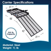 Wheelchair Scooter Carrier for Car Truck SUV, 2in Hitch, Folding Ramp, 500 lb Cap, 48in x 27.75in Cargo Rack, Silver Spring