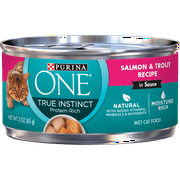 Angle View: (24 Pack) Purina ONE Natural, High Protein Wet Cat Food, True Instinct Salmon & Trout Recipe in Sauce, 3 Oz. Cans
