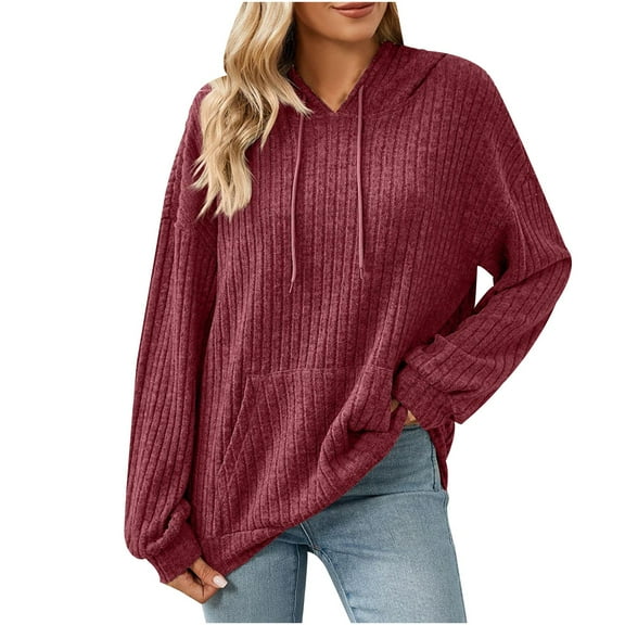ShomPort Women's Casual Fall Sweater Hoodies Long Sleeve Hooded Pocket Pullover Tops Sweatshirt