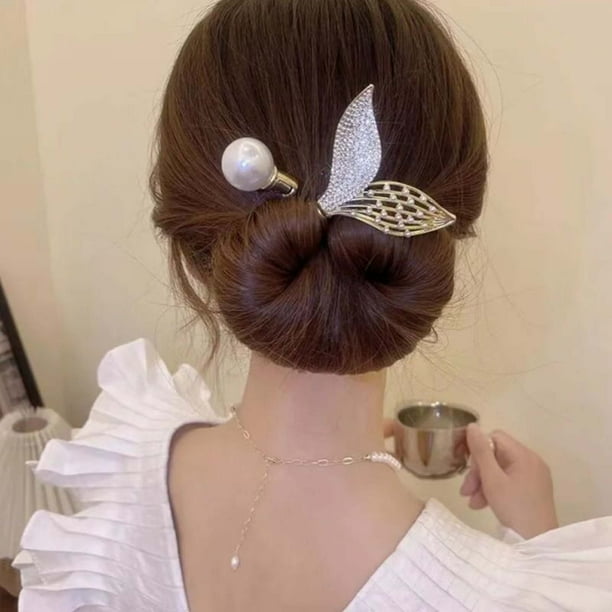 Fiudx Rizador de Pelo Elegante, Clip de Cinta Elegante para Hacer Moños Rápidos, Horquilla de Sujeción Segura y Antideslizante, Accesorio para El Cabello Comodo, Moño Bajo Franquicia, Moño Alto, Apto