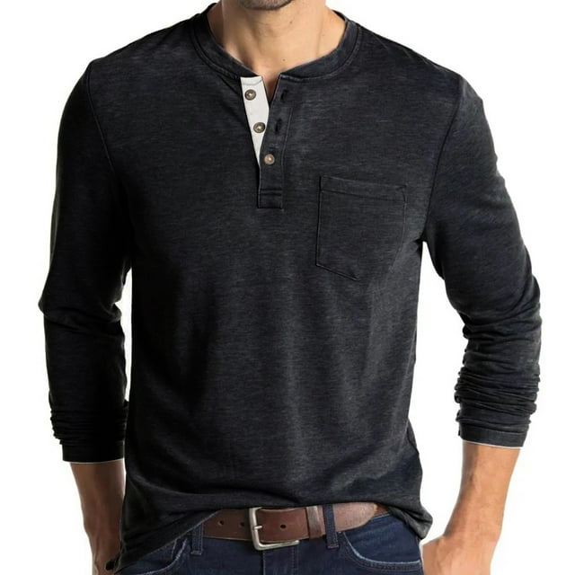 Birdeem Chemise Homme Manches Longues Muscle Basique Couleur Unie Tee Shirt Haut Manches Longues Col Rond Blouses & Chemises