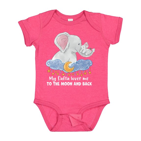Inktastic My Safta Loves Me to the Moon and Back Elephant Family Boys or Girls Baby Bodysuit