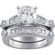 Sterling Silver 6.6 Carat T.G.W. Cubic Zirconia 2 piece Wedding Ring Set