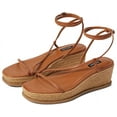 thumbnail image 2 of Nine West Alexx3 Caramel Rounded Open Toe Strappy Detailed Wedge Heeled Sandals (Caramel, 6.5), 2 of 5