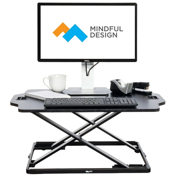 Mindful Design Black Slim Adjustable Sit To Stand Elevating Desk Top