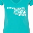 thumbnail image 4 of Inktastic Oklahoma Silhouette Mandala Women's V-Neck T-Shirt, 4 of 5