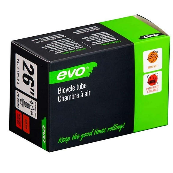 EVO Presta Valve Bike Inner Tube, Valve Length: 48mm, 26" Tire, 2.125-2.40", Urban, Mountain Bicycle