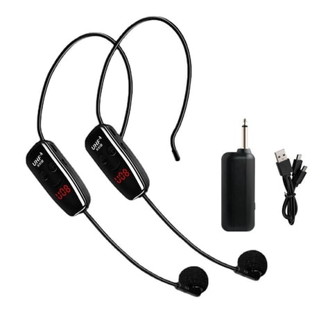 Uhf Wireless Microphone Rechargeable Dual Headset Mic System for Teach Speech