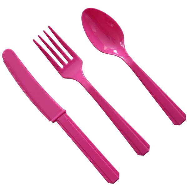 CANDY PINK PLASTIC CUTLERY