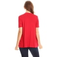 thumbnail image 4 of Women's Solid & Printed Short Sleeves Open Front Draped Cardigan, 4 of 6