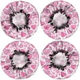 thumbnail image 2 of Shower Caps,Pink Breast Cancer and Love Waterproof Shower Cap for Women 4 Pieces,Double Reusable Hair Cover for Shower PEVA Elastic Stretch Hem, 2 of 7