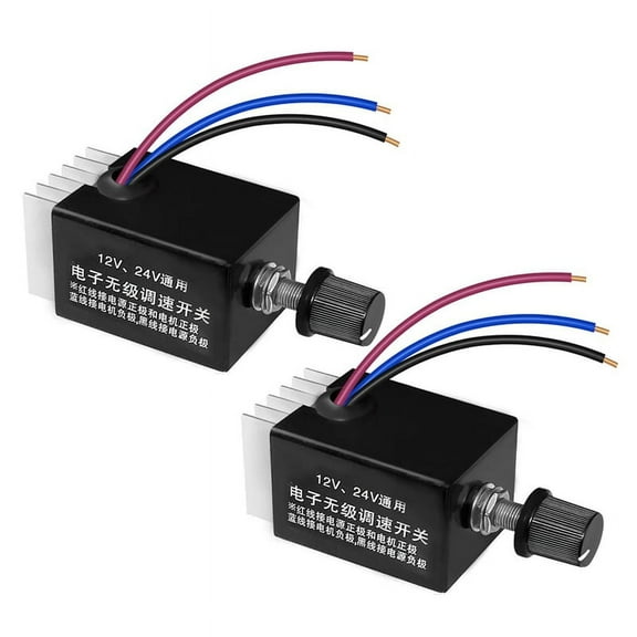 2pcs 12V/24V DC Motor Speed Controller Universal,Knob Screw