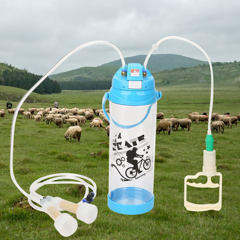 Portable 3L Manual Vacuum Milking Machine Safe Dual Head for Sheep & Cows 