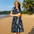 thumbnail image 4 of Bingfone Anchors and Lighthouse Print Women’s Short Sleeve Dress, Comfortable Casual Dress, Stylish Summer Dress with Stretchy Fit for Daily Wear, 4 of 6