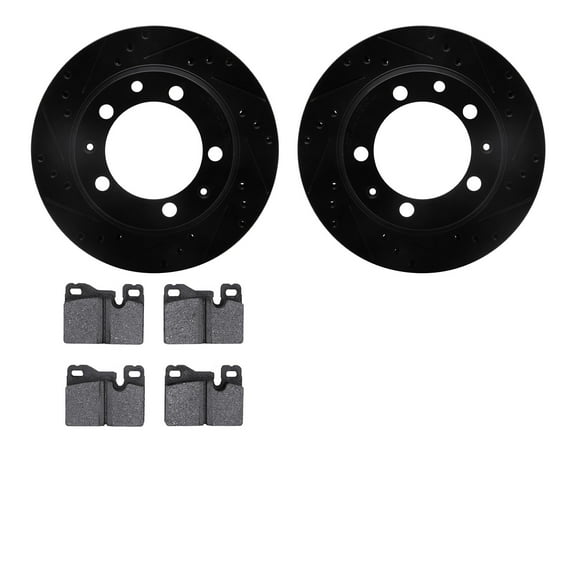 Dynamic Friction Company Rear Brake Rotors-Drilled and Slotted-Black with 5000 Advanced Brake Pads 8502-02072