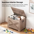 thumbnail image 5 of Storage Chest, Lift Top Storage Trunk with 2 Safety Hinges, Barn Style Organizer, Wooden Entryway Bench with Seat Cushion, Large Storage Chest for Entryway, Bedroom, Living Room, 5 of 9