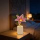 thumbnail image 4 of Lámpara de noche en maceta de flores Lámpara mini de escritorio alimentada por pilas, lámpara de noche de plástico rosa blanco rosa rosa cuna 30 cm, regalo romántico de decoración para mujeres, 4 of 6