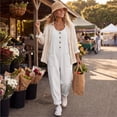 thumbnail image 5 of Dwralegc Jeans Overalls for Woman Loose Adjustable Strap Denim Bib Overall Jeans Wide Leg Baggy Overalls Vintage Jumpsuit White M, 5 of 7