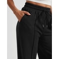 thumbnail image 6 of Women’s High Waisted Sweatpants Wide Leg Lounge Pants with Drawstring Elastic Waist Casual Workout Jogger Trousers with Pockets, 6 of 7