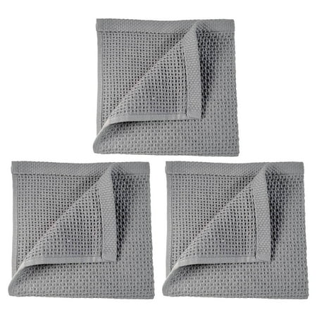 

JANGSLNG 3Pcs Absorbent Rags Comfortable Easy to Dry Hanging Design Water Absorption Breathable Clean Cotton Waffle Grid Face Towels Household Supplies