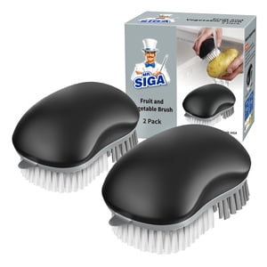 MR.SIGA Fruit and Vegetable Cleaning Brush, 2-Pack Black