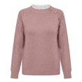 thumbnail image 5 of Karymi Womens Tops Crew Neck Long Sleeve Knit Sweater, Solid Pullover Jumper with Hollow Out Sleeves and Shoulder Decorative Buttons, 5 of 6