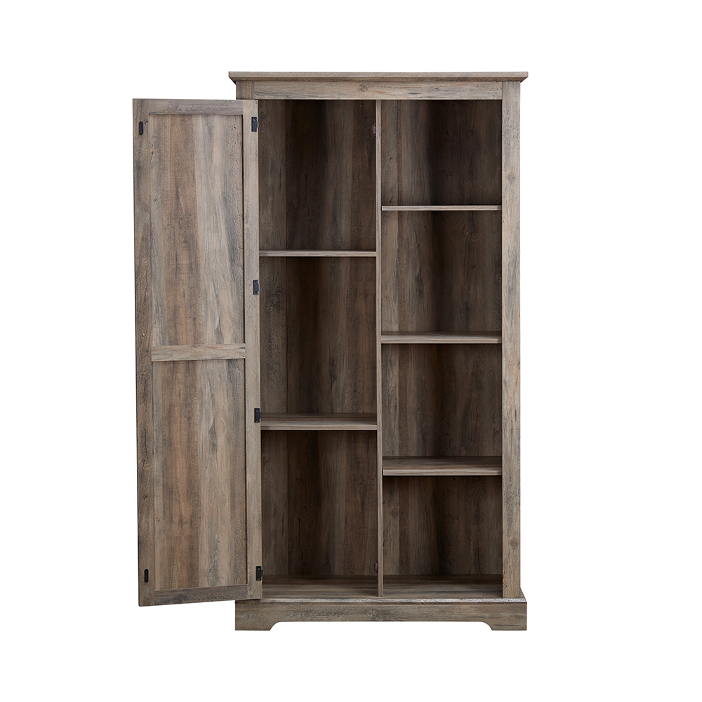 Resenkos Tall Storage Cabinet Barn Door Storage Country Wood Rustic Farmhouse Pantry Cupboard Barn Door Kitchen Organizer Furniture, Gray Wash