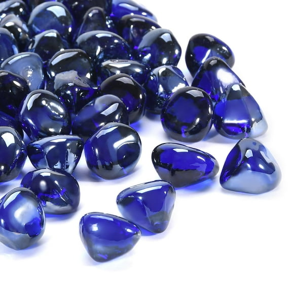 Uscover 10lb 1 inch Diamonds Fire Glass for Gas Fire Pit Fireplace, Propane Firepit and Outdoor DecorativePropane Fire Pit(Cobalt Blue Luster)