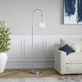 thumbnail image 6 of Evelyn&Zoe Mid-Century Farmhouse Brushed Nickel Arc Floor Lamp with Clear Glass Shade, 6 of 8