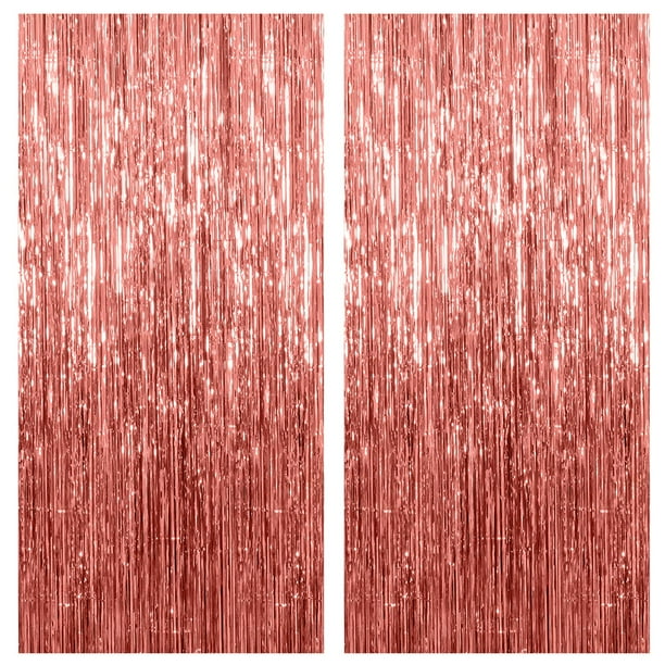 Cortina de lámina Party Decor con fondo dorado rosa, paquete de 2 unidades, 1 x 2 m