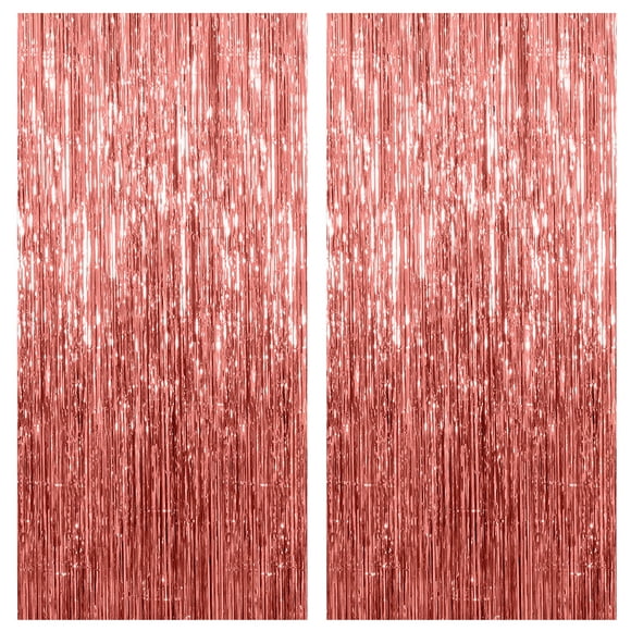 Cortina de lámina Party Decor con fondo dorado rosa, paquete de 2 unidades, 1 x 2 m