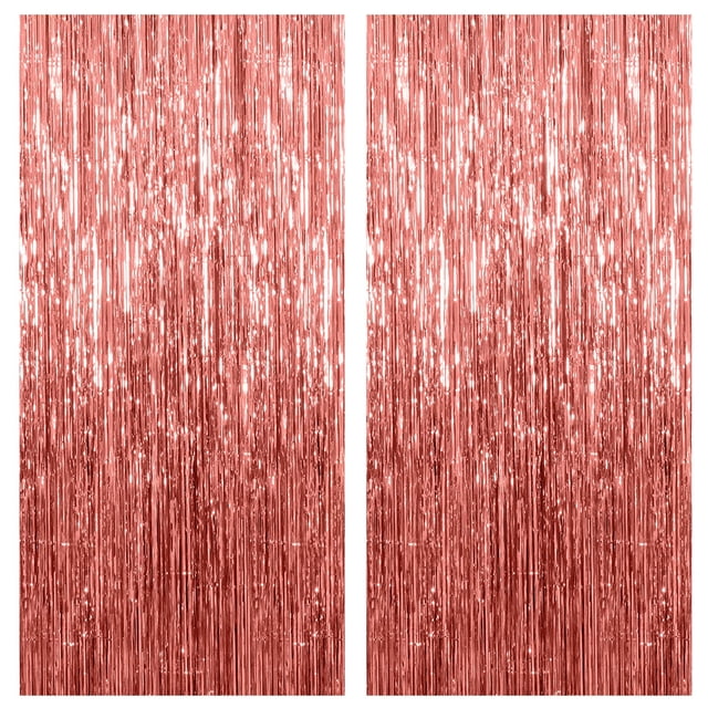 Cortina de lámina Party Decor con fondo dorado rosa, paquete de 2 unidades, 1 x 2 m