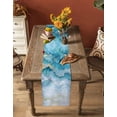 thumbnail image 5 of Ldtrchee Teal Ombre Table Runner 72 Inches, Modern Coastal Ink Painted Abstract Bed Runner Dresser Scarves Tabletop for Indoor Outdoor Parties/Ceremony/Banquet, 14" x 72", 5 of 8