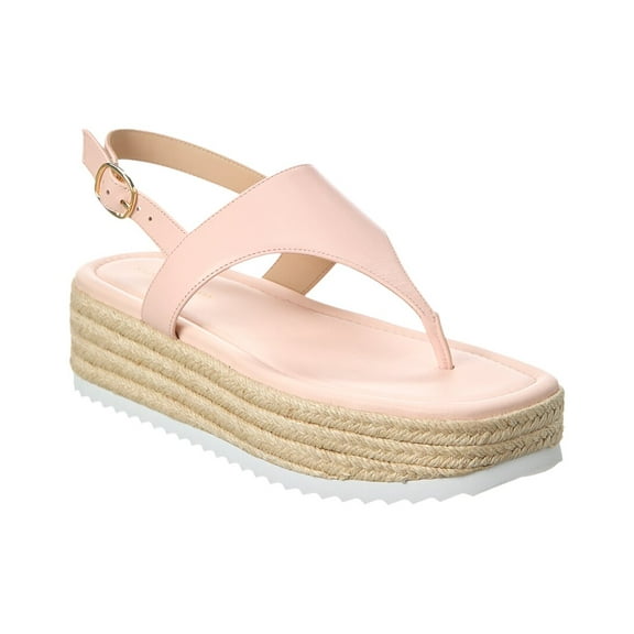 Stuart Weitzman Mel Leather Espadrille Flatform Sandal, 6, Pink